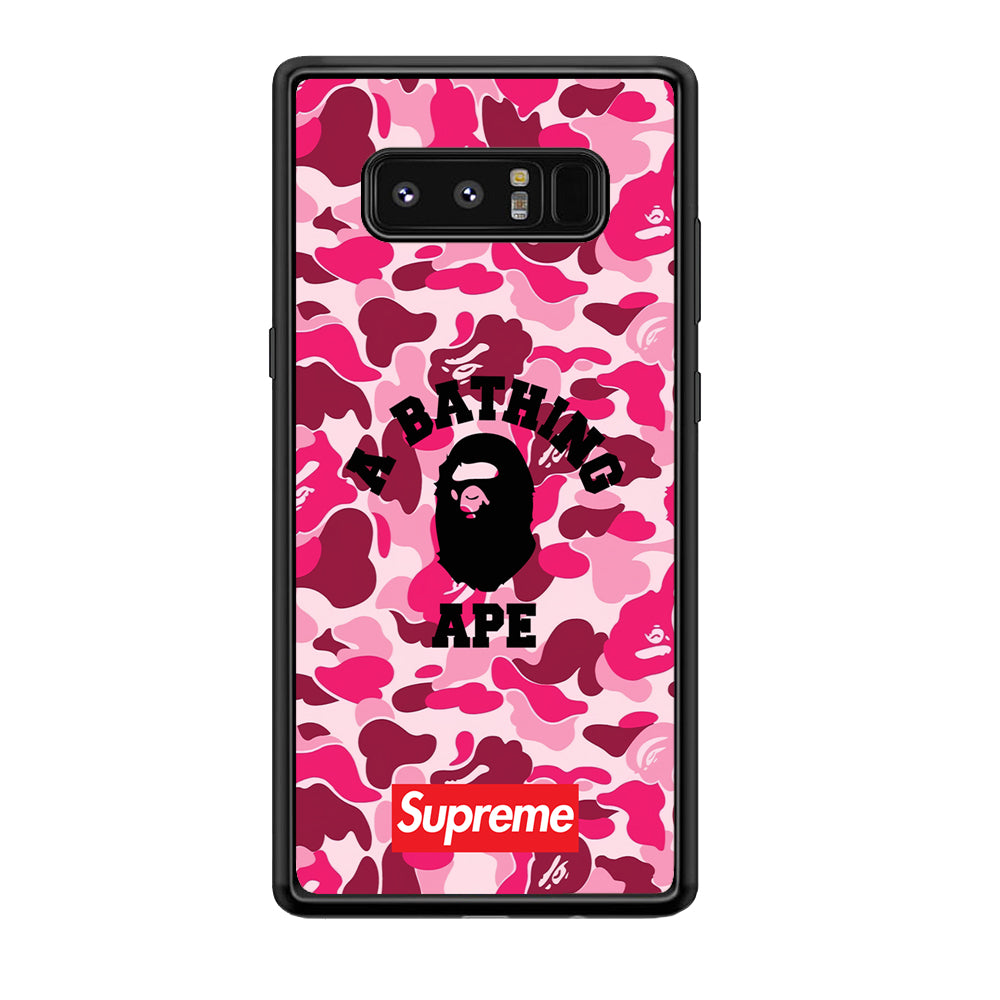 A Bathing Ape Supreme Bape Camo Samsung Galaxy Note 8 Case-Rubber Black (2D Case)-Oxvistore