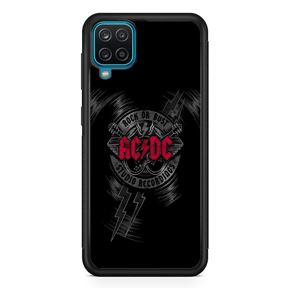ACDC Bust The Studio Samsung Galaxy A12 Case-Rubber Black (2D Case)-Oxvistore