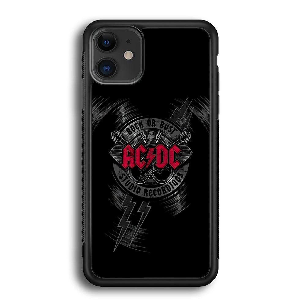 ACDC Bust The Studio iPhone 12 Case-Rubber Black (2D Case)-Oxvistore