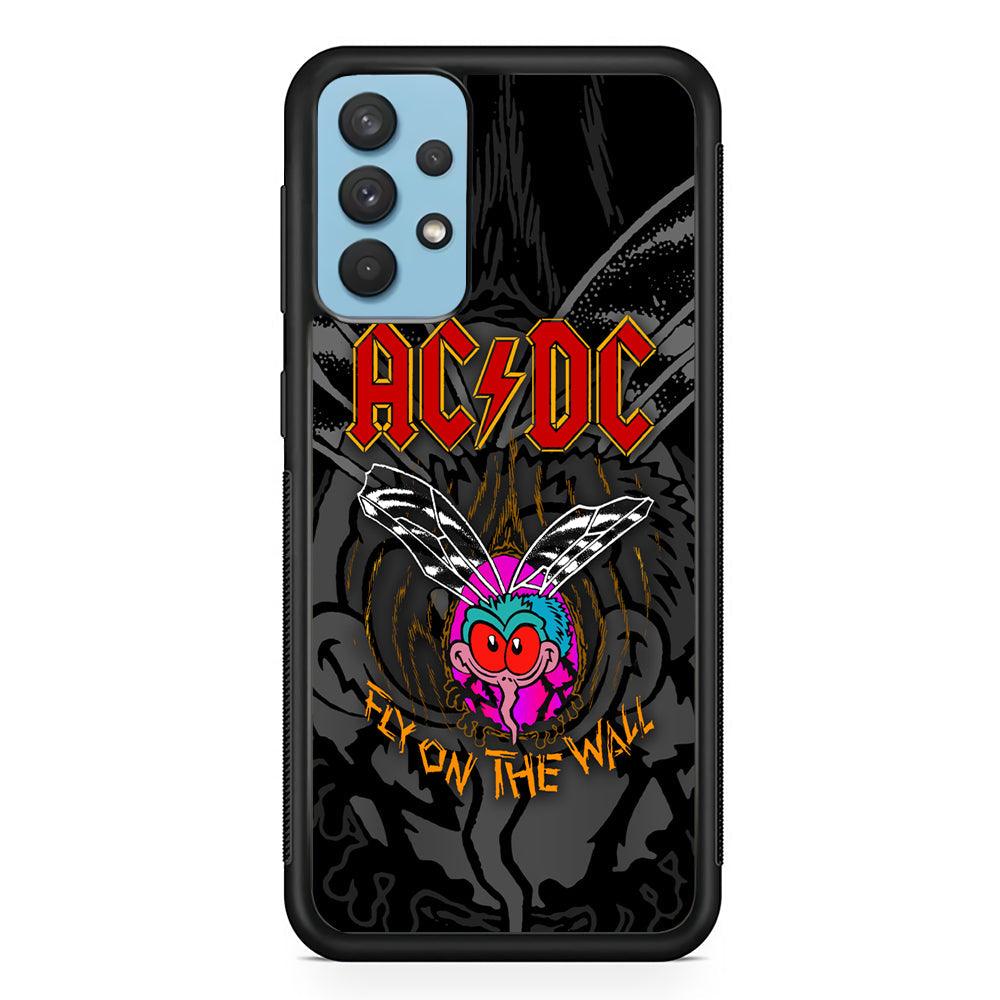 ACDC Fly on The Wall Samsung Galaxy A32 Case-Rubber White (2D Case)-Oxvistore