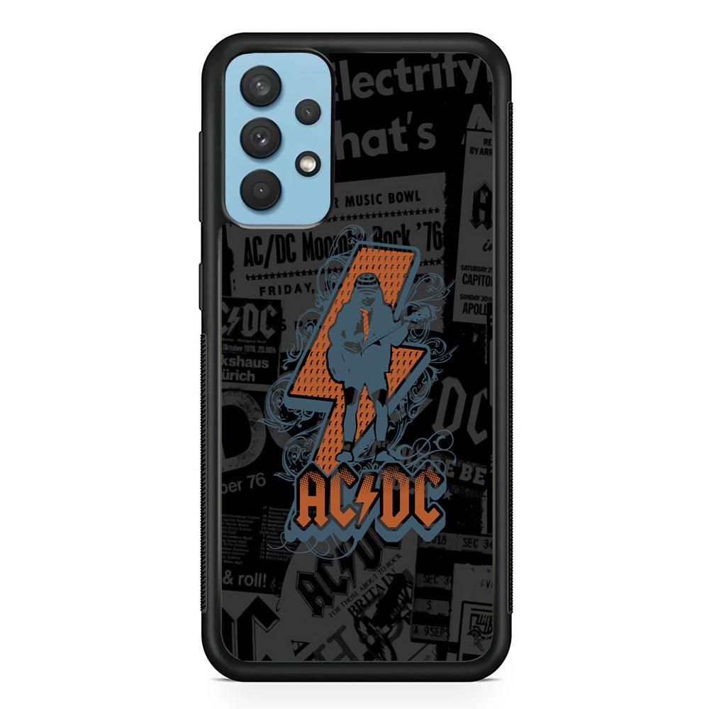 ACDC Silhouette of Angus Young Samsung Galaxy A32 Case-Rubber Black (2D Case)-Oxvistore