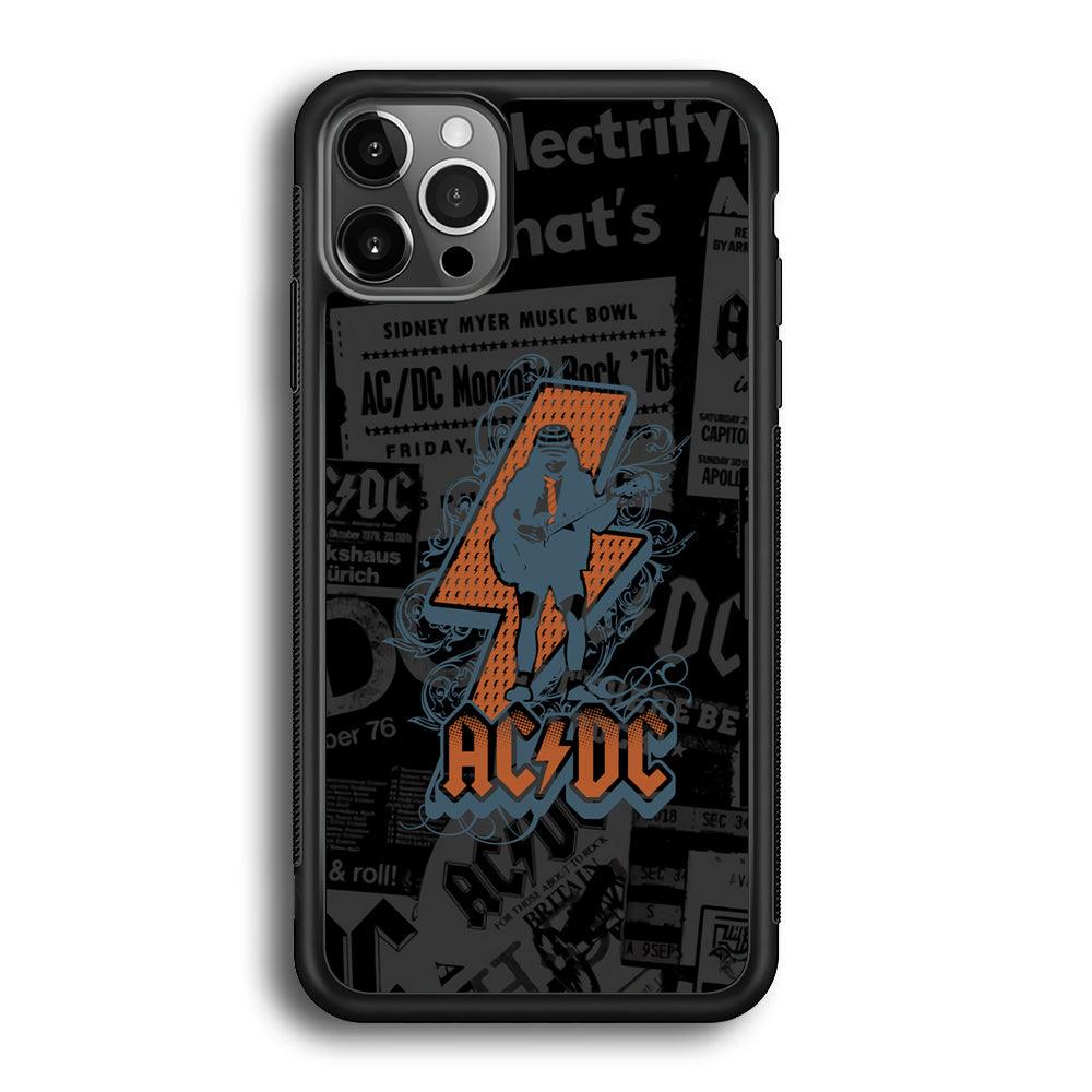 ACDC Silhouette of Angus Young iPhone 12 Pro Case-Rubber Black (2D Case)-Oxvistore