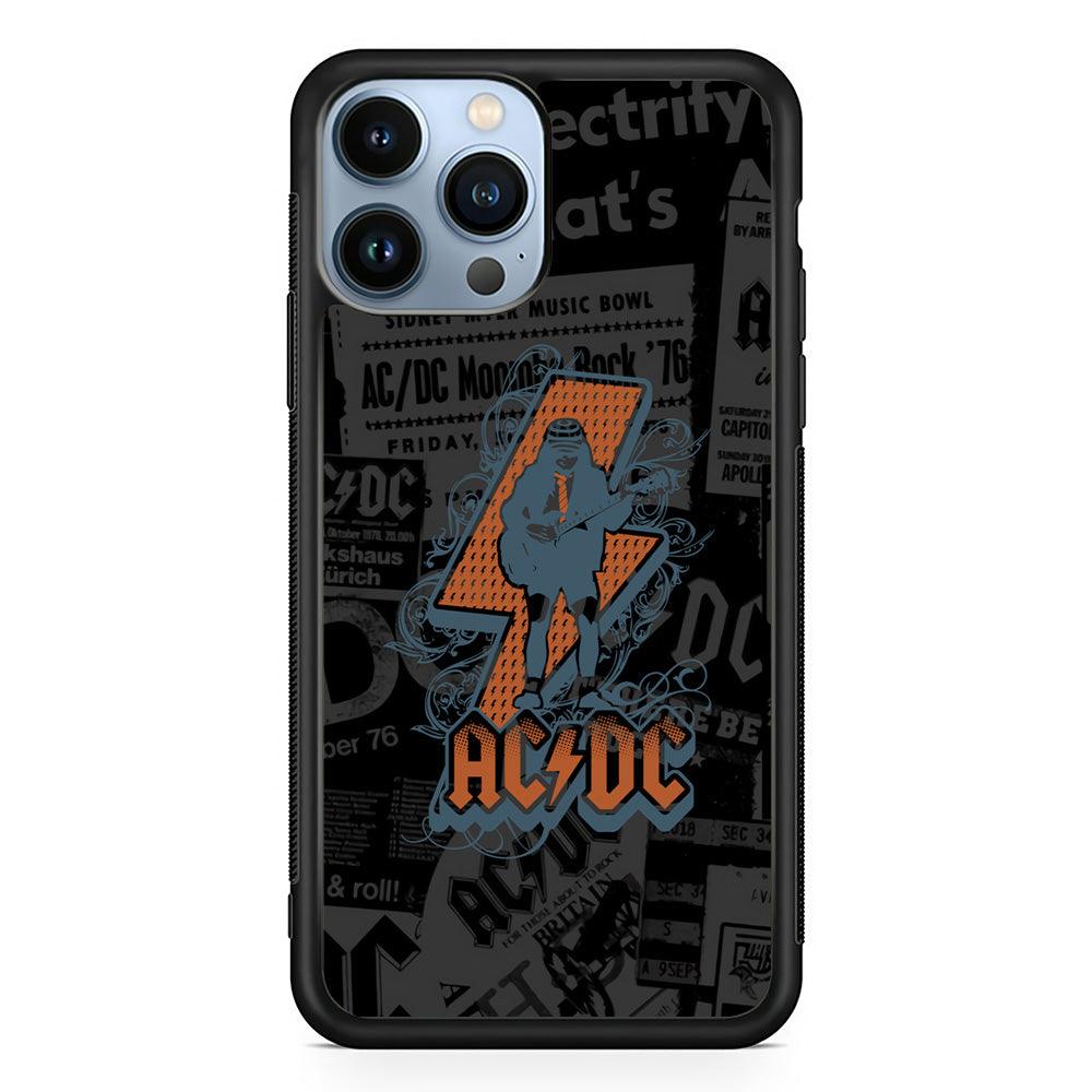ACDC Silhouette of Angus Young iPhone 15 Pro Case-Rubber Black (2D Case)-Oxvistore