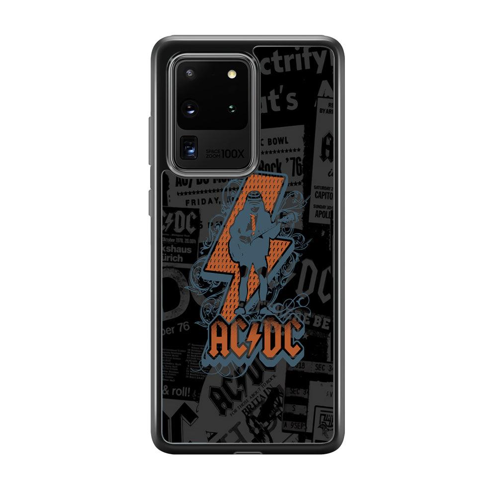 ACDC Silhouette of Angus Young Samsung Galaxy S20 Ultra Case-Rubber Black (2D Case)-Oxvistore