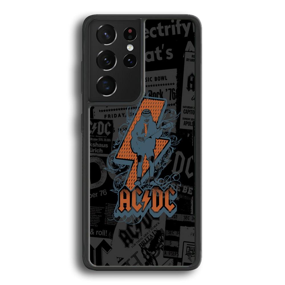 ACDC Silhouette of Angus Young Samsung Galaxy S22 Ultra Case-Rubber Black (2D Case)-Oxvistore