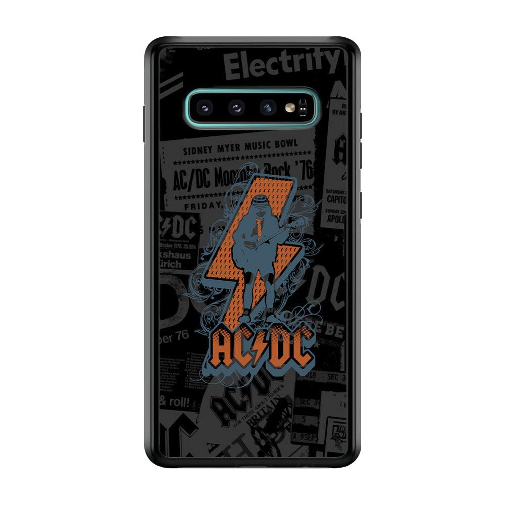 ACDC Silhouette of Angus Young Samsung Galaxy S10 Plus Case-Rubber Black (2D Case)-Oxvistore