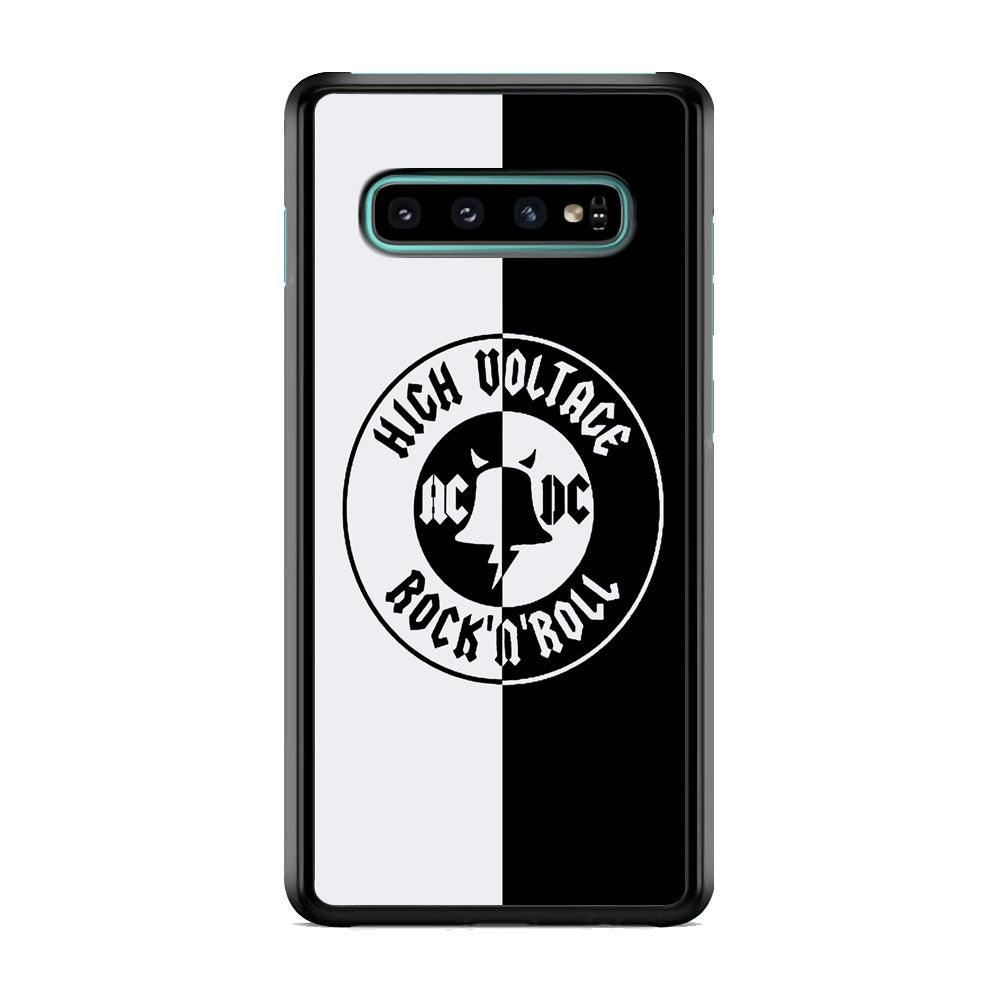 ACDC B&W High Voltage Samsung Galaxy S10 Case-Rubber Black (2D Case)-Oxvistore