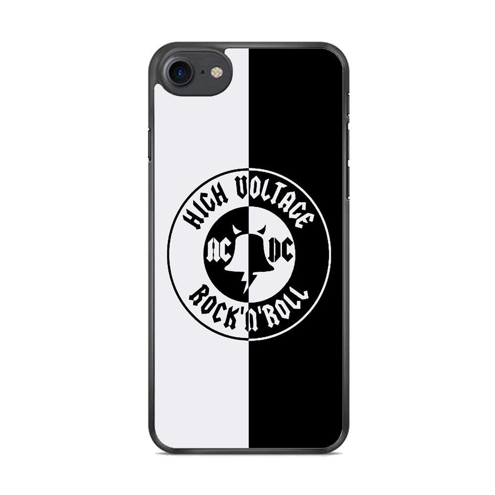ACDC B&W High Voltage iPhone 8 Plus Case-Rubber White (2D Case)-Oxvistore