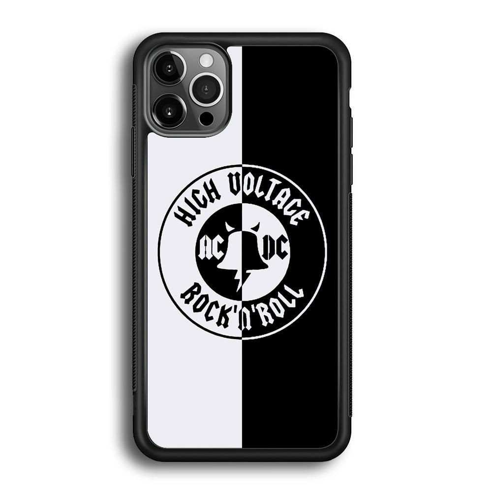 ACDC B&W High Voltage iPhone 12 Pro Case-Rubber Black (2D Case)-Oxvistore
