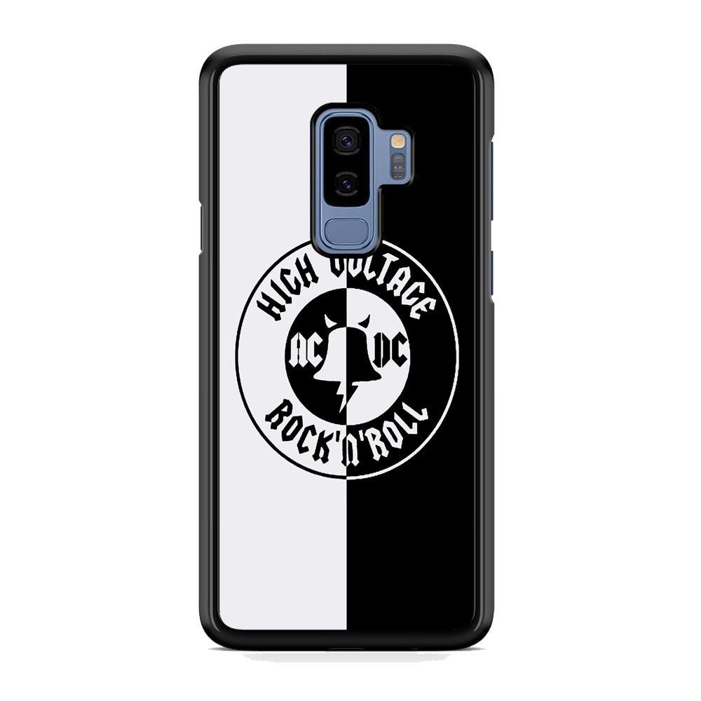 ACDC B&W High Voltage Samsung Galaxy S9 Plus Case-Rubber Black (2D Case)-Oxvistore