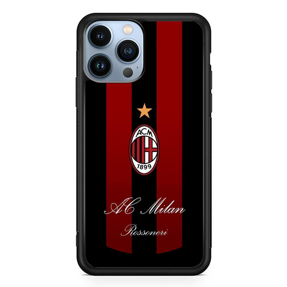 AC Milan Byname Rossoneri iPhone 14 Pro Max Case-Rubber Black (2D Case)-Oxvistore