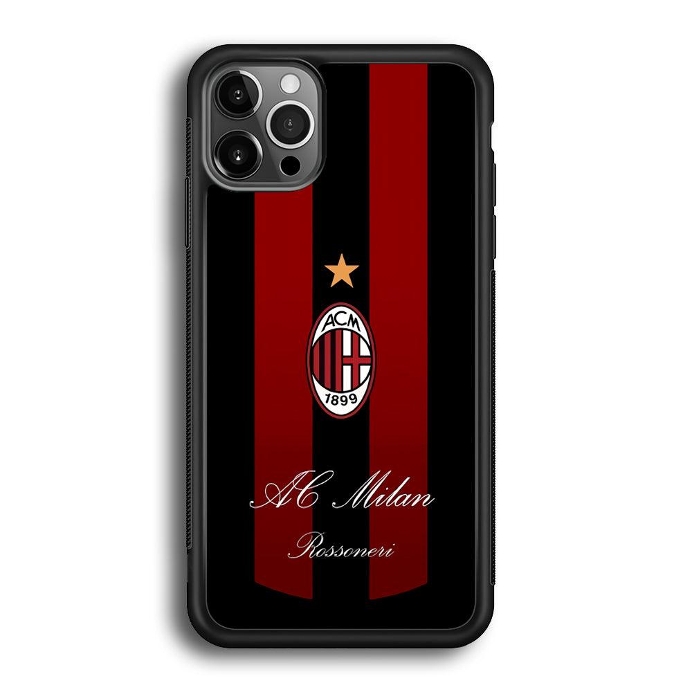 AC Milan Byname Rossoneri iPhone 12 Pro Max Case-Rubber Black (2D Case)-Oxvistore