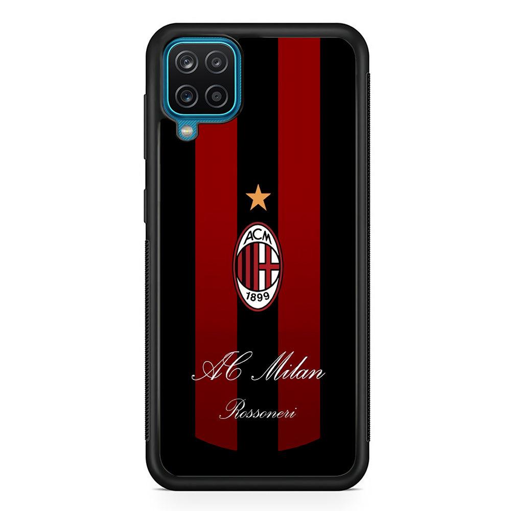 AC Milan Byname Rossoneri Samsung Galaxy A12 Case-Rubber Black (2D Case)-Oxvistore