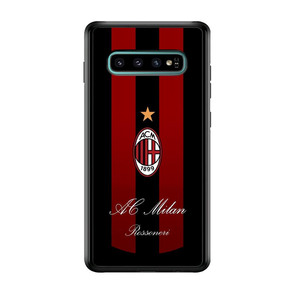 AC Milan Byname Rossoneri Samsung Galaxy S10 Case-Rubber Black (2D Case)-Oxvistore