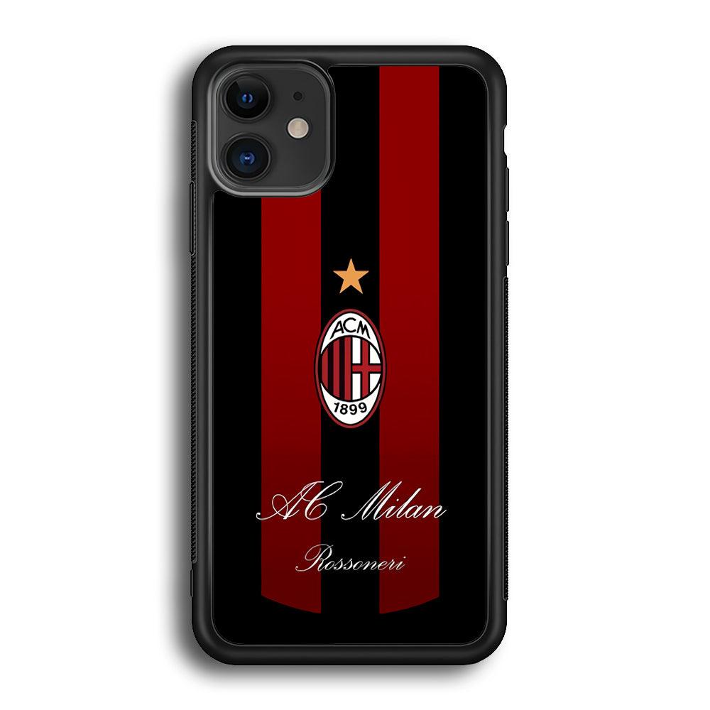 AC Milan Byname Rossoneri iPhone 12 Case-Rubber Black (2D Case)-Oxvistore