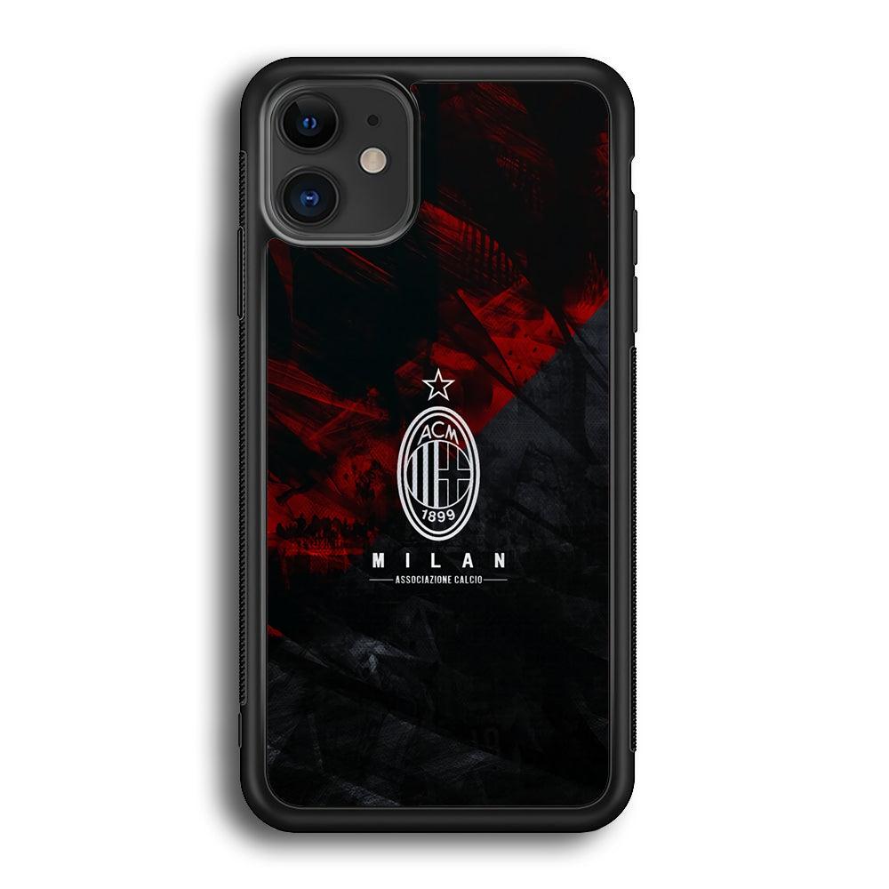 AC Milan Shadow Over The Silhouette iPhone 12 Case-Rubber Black (2D Case)-Oxvistore