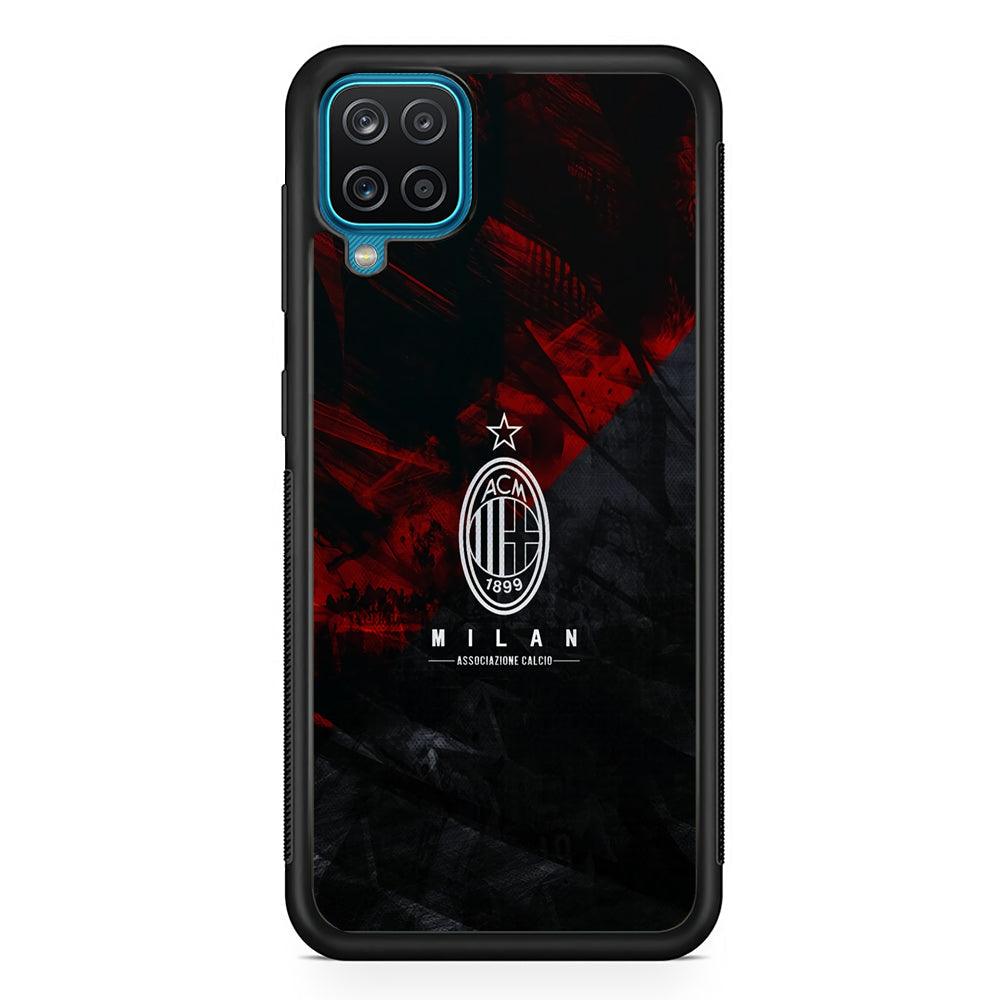 AC Milan Shadow Over The Silhouette Samsung Galaxy A12 Case-Rubber Black (2D Case)-Oxvistore