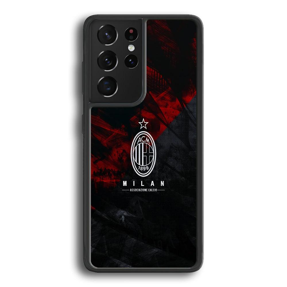 AC Milan Shadow Over The Silhouette Samsung Galaxy S24 Ultra Case-Rubber Black (2D Case)-Oxvistore