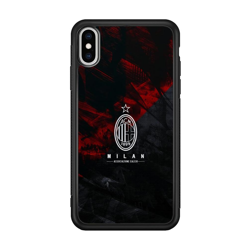 AC Milan Shadow Over The Silhouette iPhone X Case-Rubber Black (2D Case)-Oxvistore