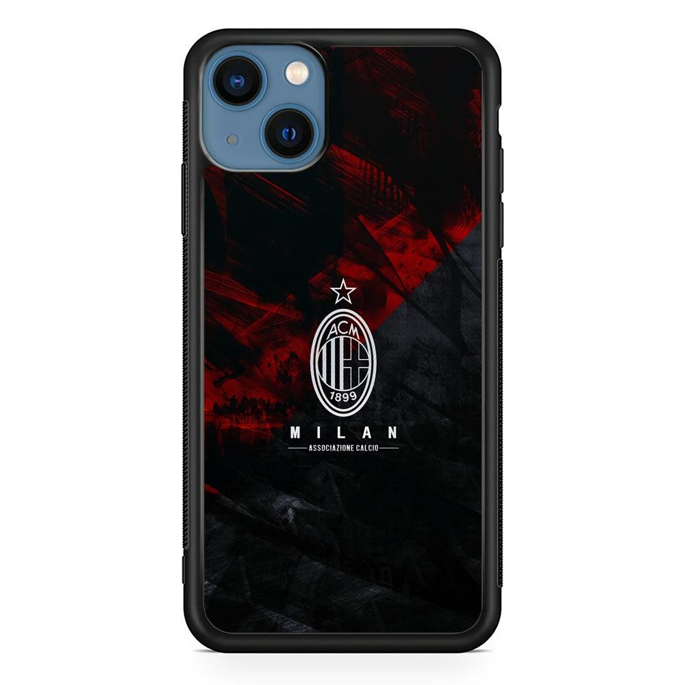 AC Milan Shadow Over The Silhouette iPhone 15 Case-Rubber Black (2D Case)-Oxvistore