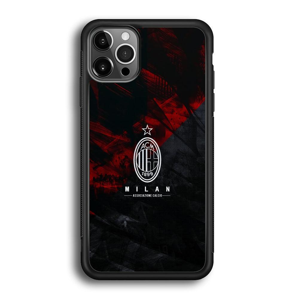 AC Milan Shadow Over The Silhouette iPhone 12 Pro Max Case-Rubber Black (2D Case)-Oxvistore