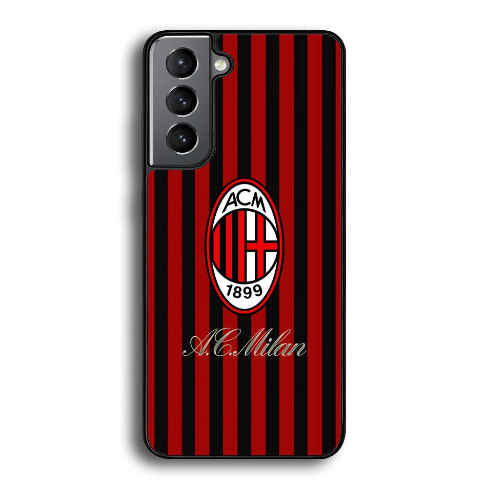 AC Milan Heritage Black and Red Samsung Galaxy S21 Case-Rubber Black (2D Case)-Oxvistore