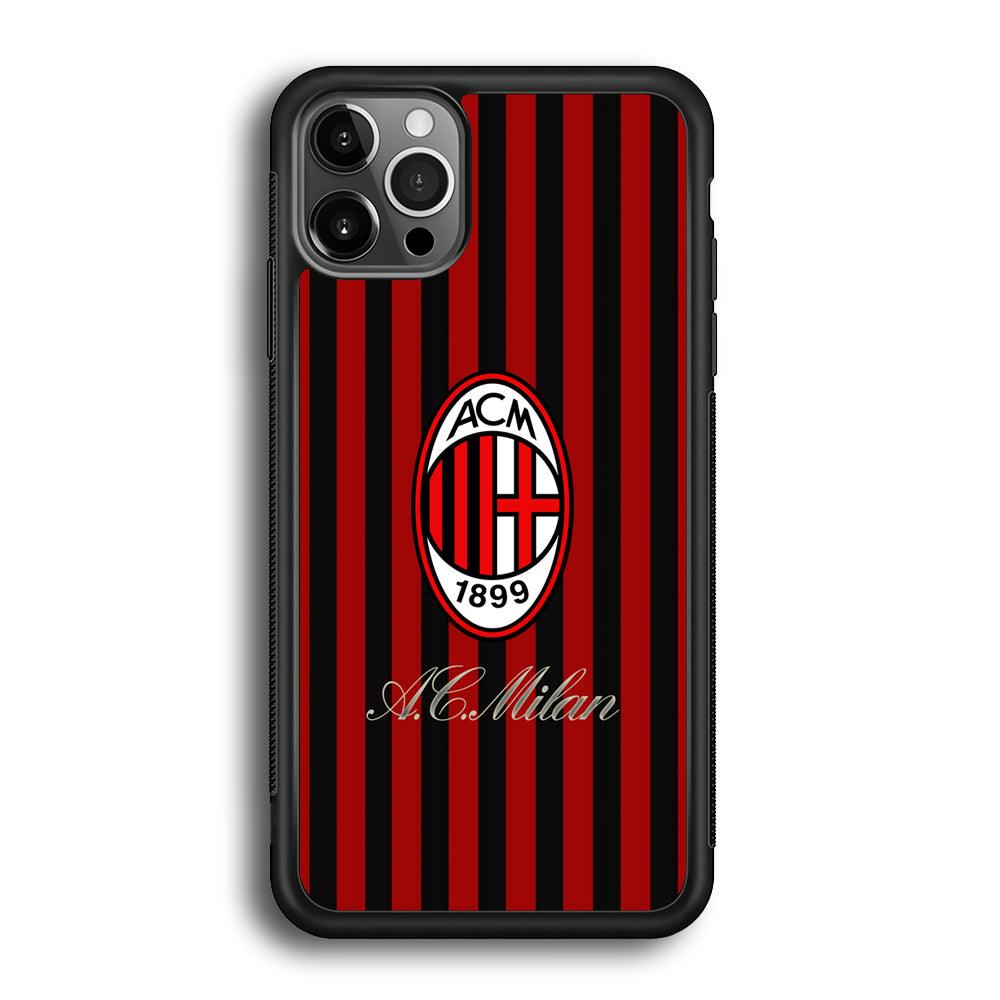 AC Milan Heritage Black and Red iPhone 12 Pro Case-Rubber Black (2D Case)-Oxvistore