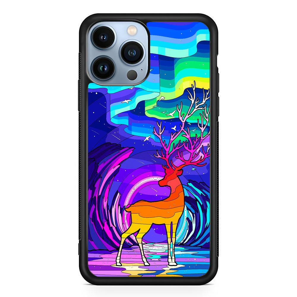 A Deer Colorful Silhouette 2D Rubber Phone Case-Black-Oxvistore
