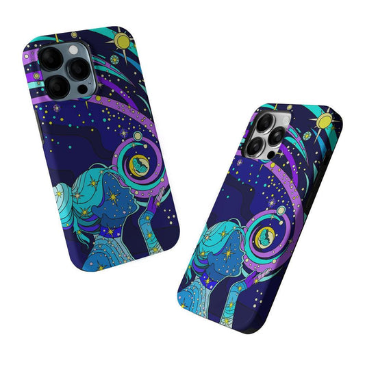 A Woman Blowing Kisses to Planets 2 in 1 Tough Phone Case-Oxvistore