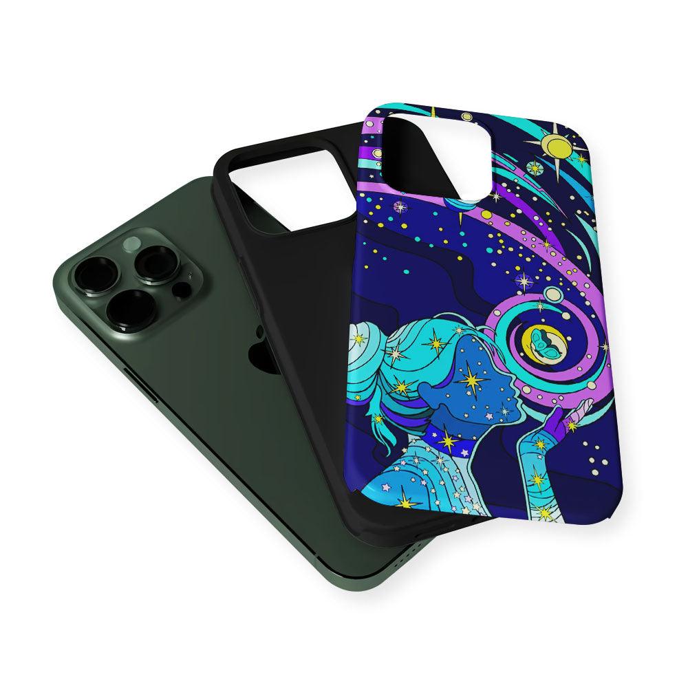 A Woman Blowing Kisses to Planets 2 in 1 Tough Phone Case-Oxvistore