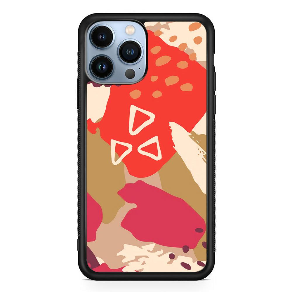 Abstract Brush Three Triangles iPhone 14 Pro Case-Rubber White (2D Case)-Oxvistore