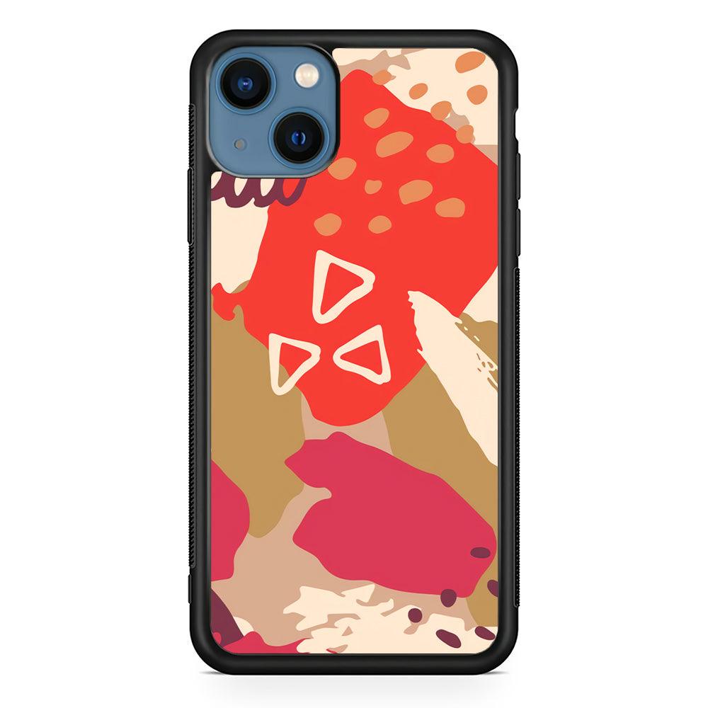 Abstract Brush Three Triangles iPhone 15 Case-Rubber White (2D Case)-Oxvistore