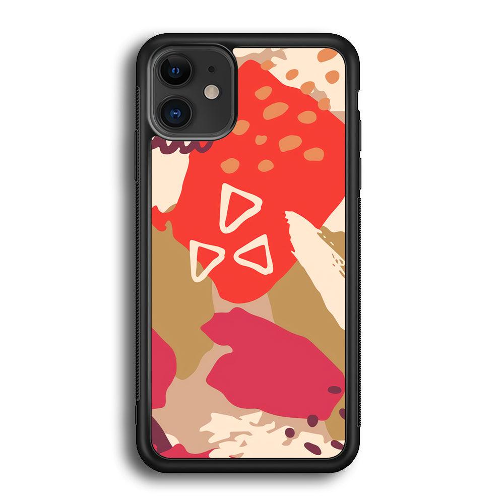 Abstract Brush Three Triangles iPhone 12 Case-Rubber Black (2D Case)-Oxvistore