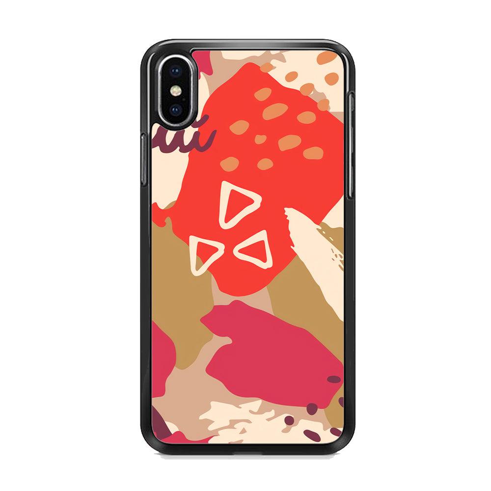 Abstract Brush Three Triangles iPhone XS Case-Rubber Black (2D Case)-Oxvistore