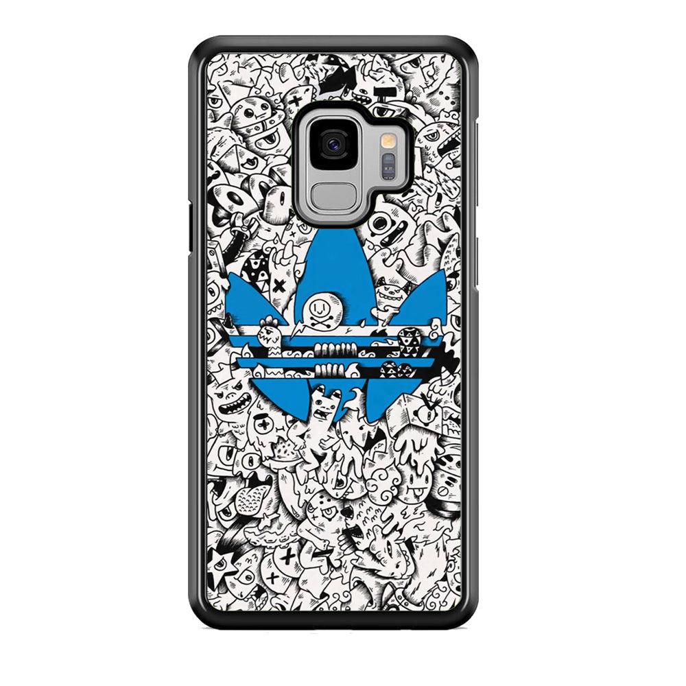 Adidas B&W Doodle Samsung Galaxy S9 Case-Rubber Black (2D Case)-Oxvistore