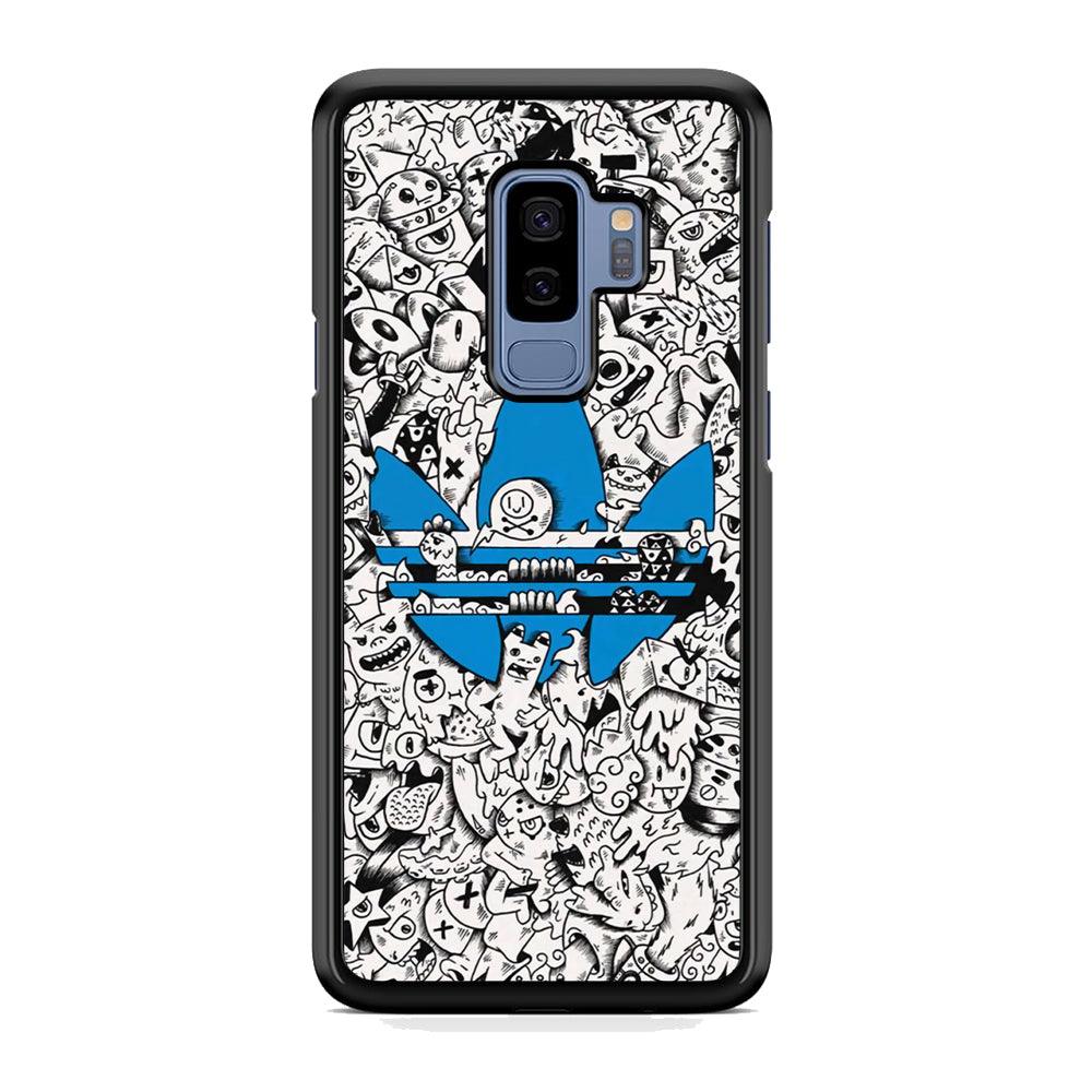 Adidas B&W Doodle Samsung Galaxy S9 Plus Case-Rubber Black (2D Case)-Oxvistore