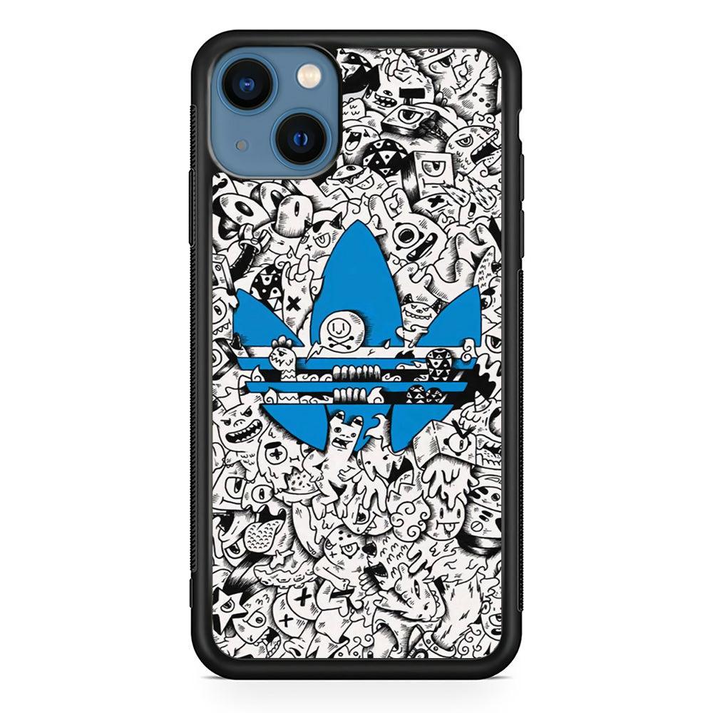 Adidas B&W Doodle iPhone 15 Plus Case-Rubber Black (2D Case)-Oxvistore