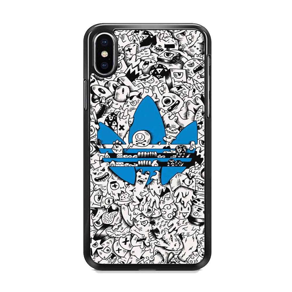 Adidas B&W Doodle iPhone X Case-Rubber Black (2D Case)-Oxvistore