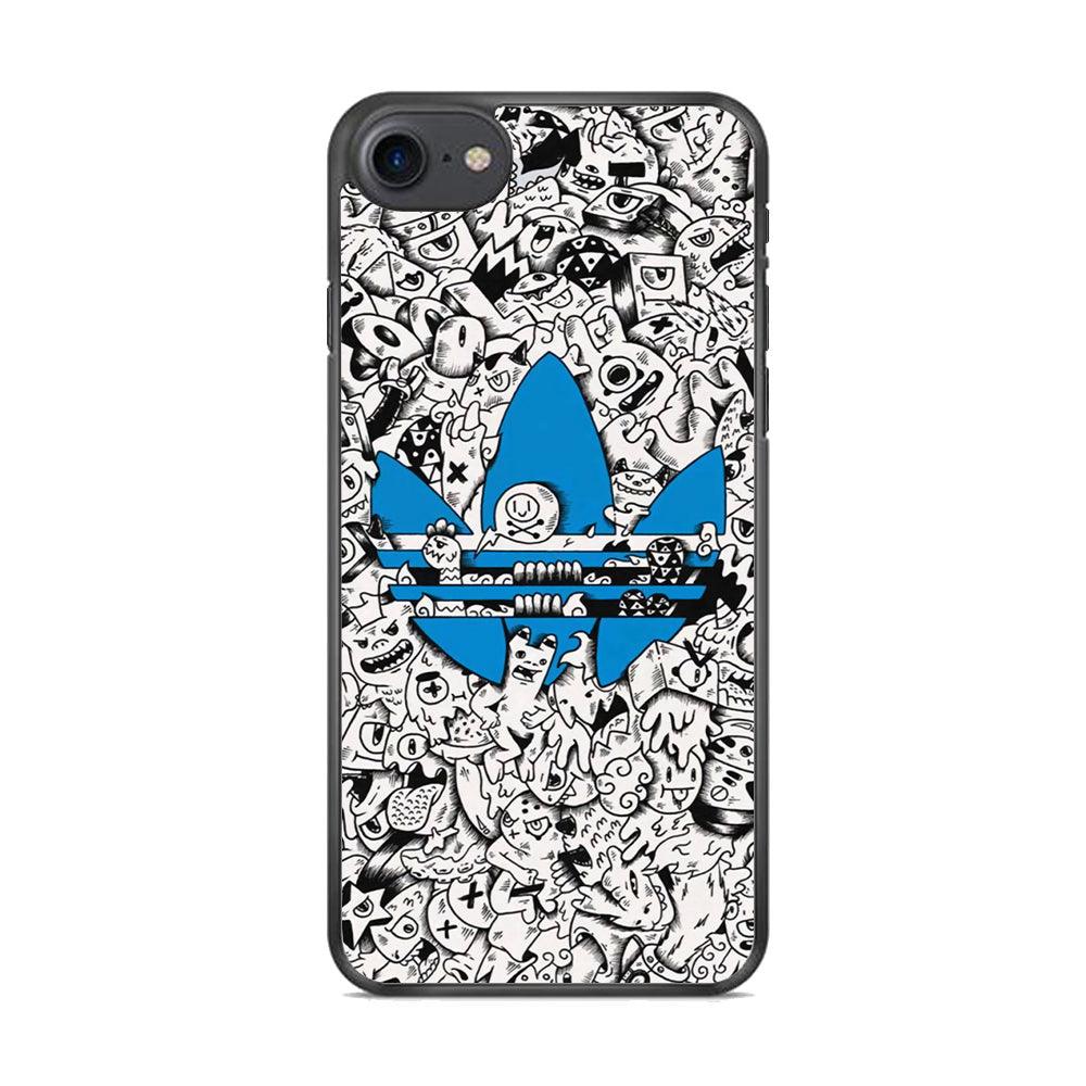 Adidas B&W Doodle iPhone 8 Case-Rubber Black (2D Case)-Oxvistore