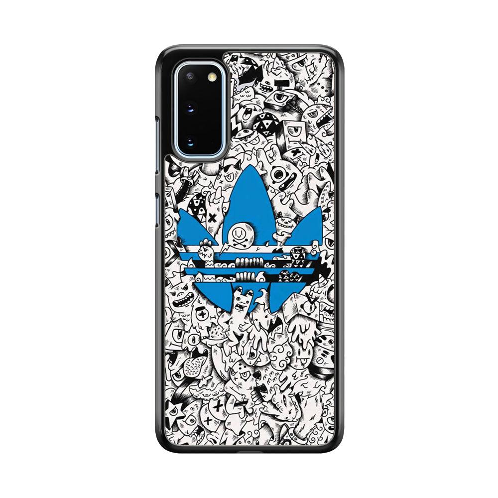 Adidas B&W Doodle Samsung Galaxy S20 Case-Rubber Black (2D Case)-Oxvistore