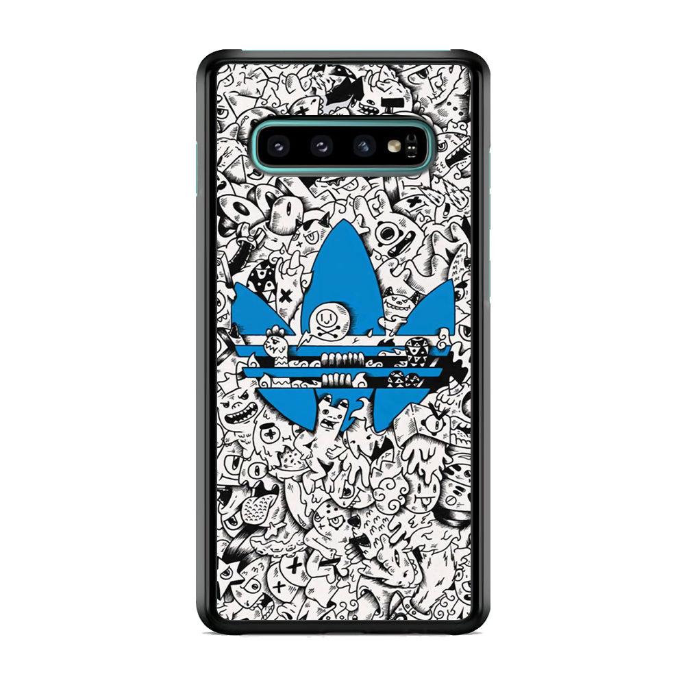 Adidas B&W Doodle Samsung Galaxy S10 Plus Case-Rubber Black (2D Case)-Oxvistore