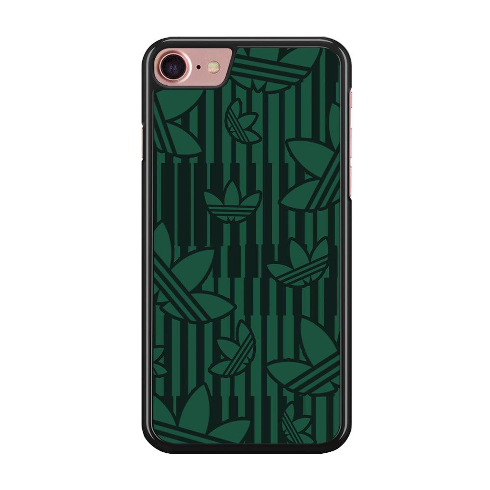 Adidas Dark Green Pattern iPhone 7 Case-Rubber Black (2D Case)-Oxvistore