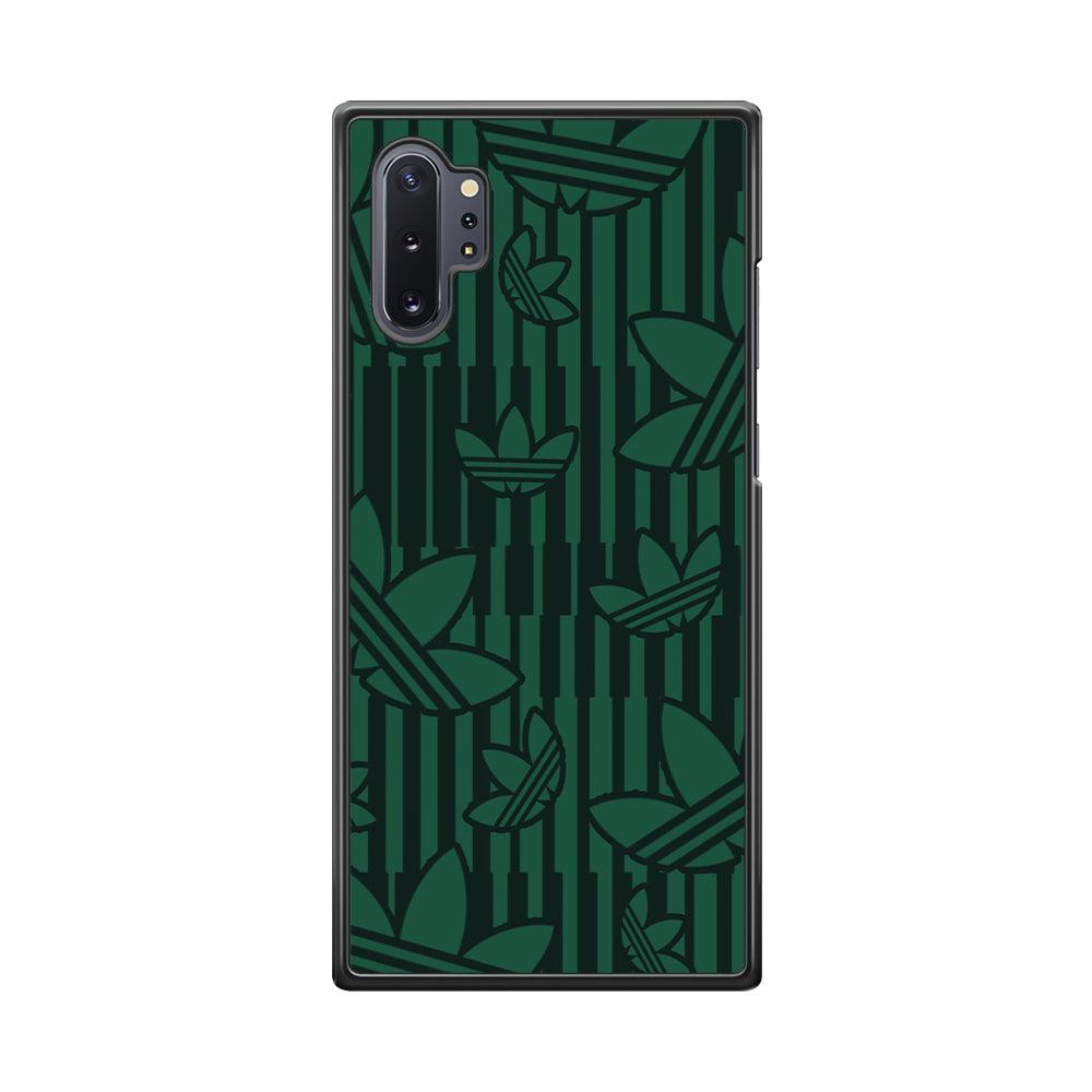 Adidas Dark Green Pattern Samsung Galaxy Note 10 Plus Case-Rubber Black (2D Case)-Oxvistore