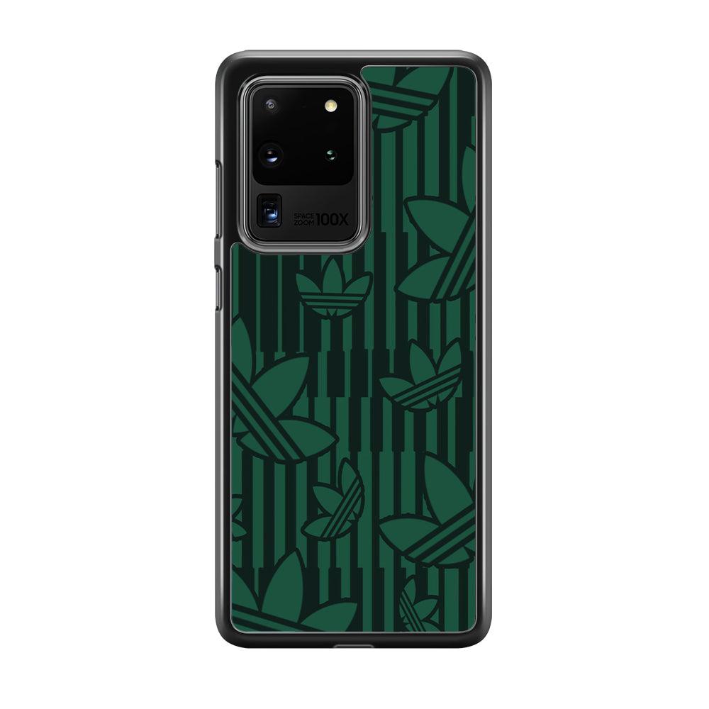 Adidas Dark Green Pattern Samsung Galaxy S20 Ultra Case-Rubber Black (2D Case)-Oxvistore