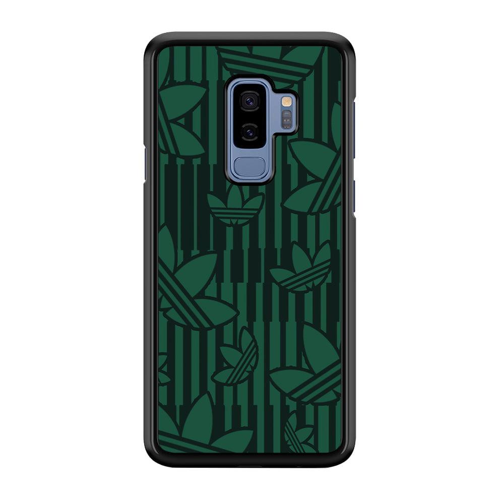 Adidas Dark Green Pattern Samsung Galaxy S9 Plus Case-Rubber Black (2D Case)-Oxvistore