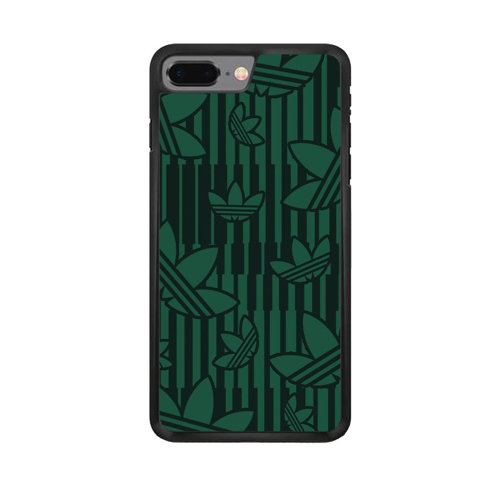 Adidas Dark Green Pattern iPhone 7 Plus Case-Rubber Black (2D Case)-Oxvistore