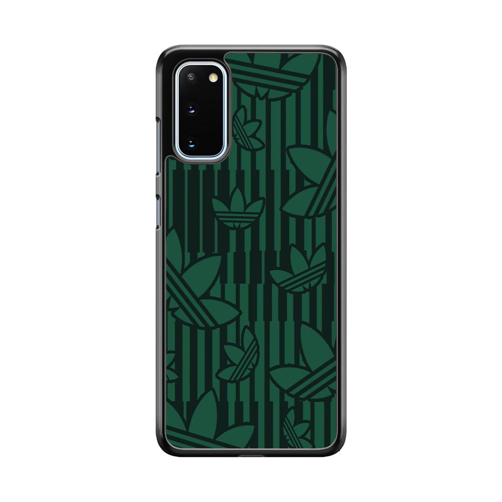 Adidas Dark Green Pattern Samsung Galaxy S20 Case-Rubber Black (2D Case)-Oxvistore
