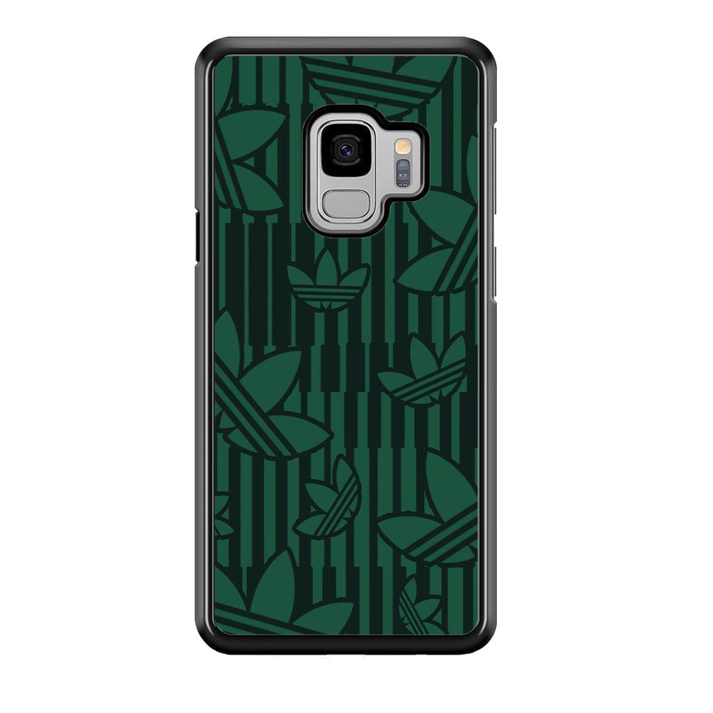 Adidas Dark Green Pattern Samsung Galaxy S9 Case-Rubber Black (2D Case)-Oxvistore