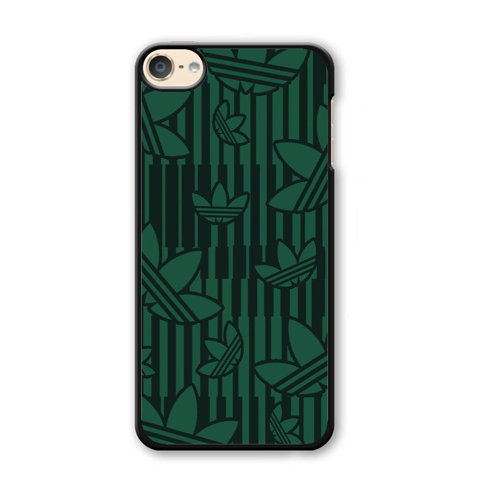 Adidas Dark Green Pattern iPod Touch 6 Case-Plastic Black (2D Case)-Oxvistore