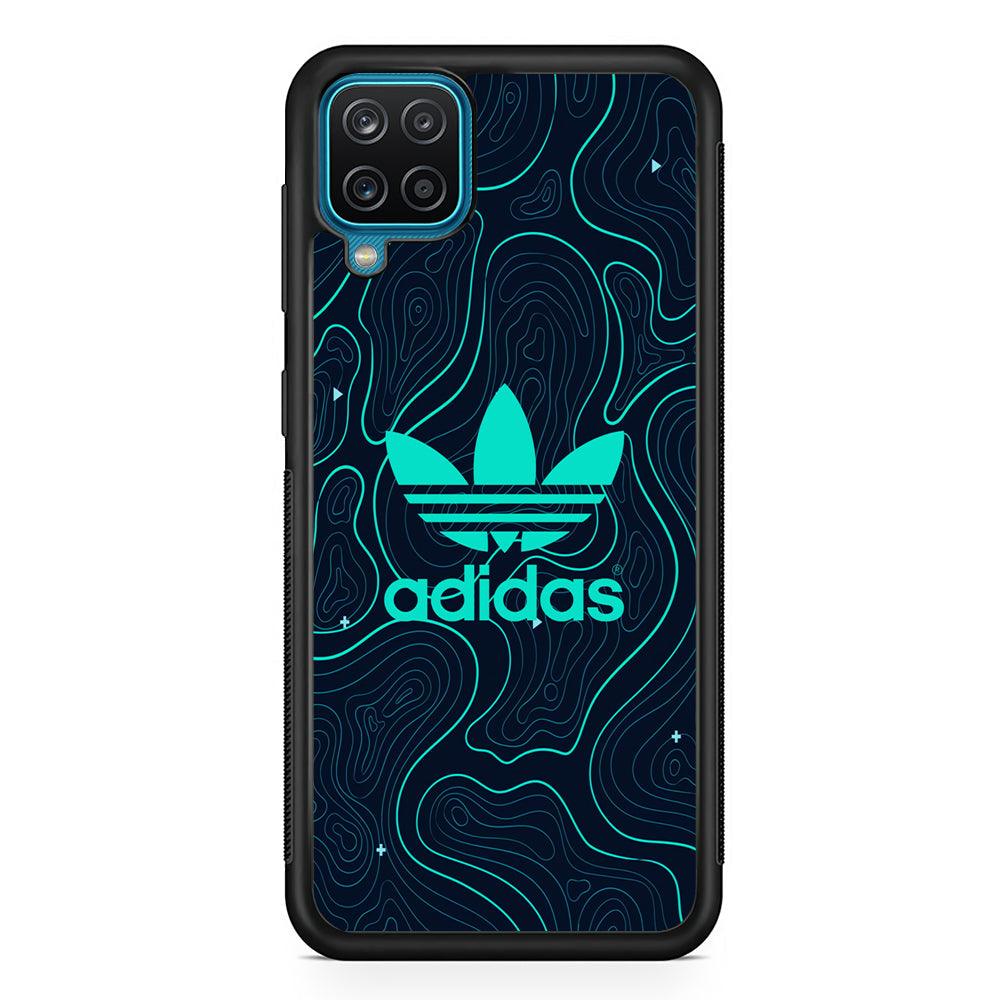 Adidas Glowing Blue Contour Samsung Galaxy A12 Case-Rubber Black (2D Case)-Oxvistore